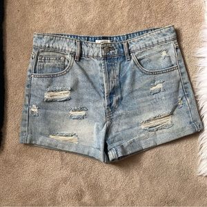 Light wash denim shorts